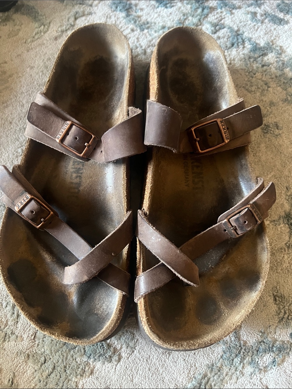 Birkenstock Brown Leather Cross-Strap Sandals